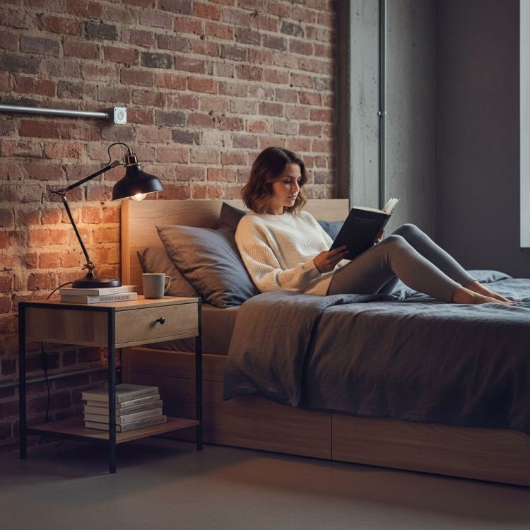 Noćni stočić sa fiokom i policom, loft stil – ModernHome