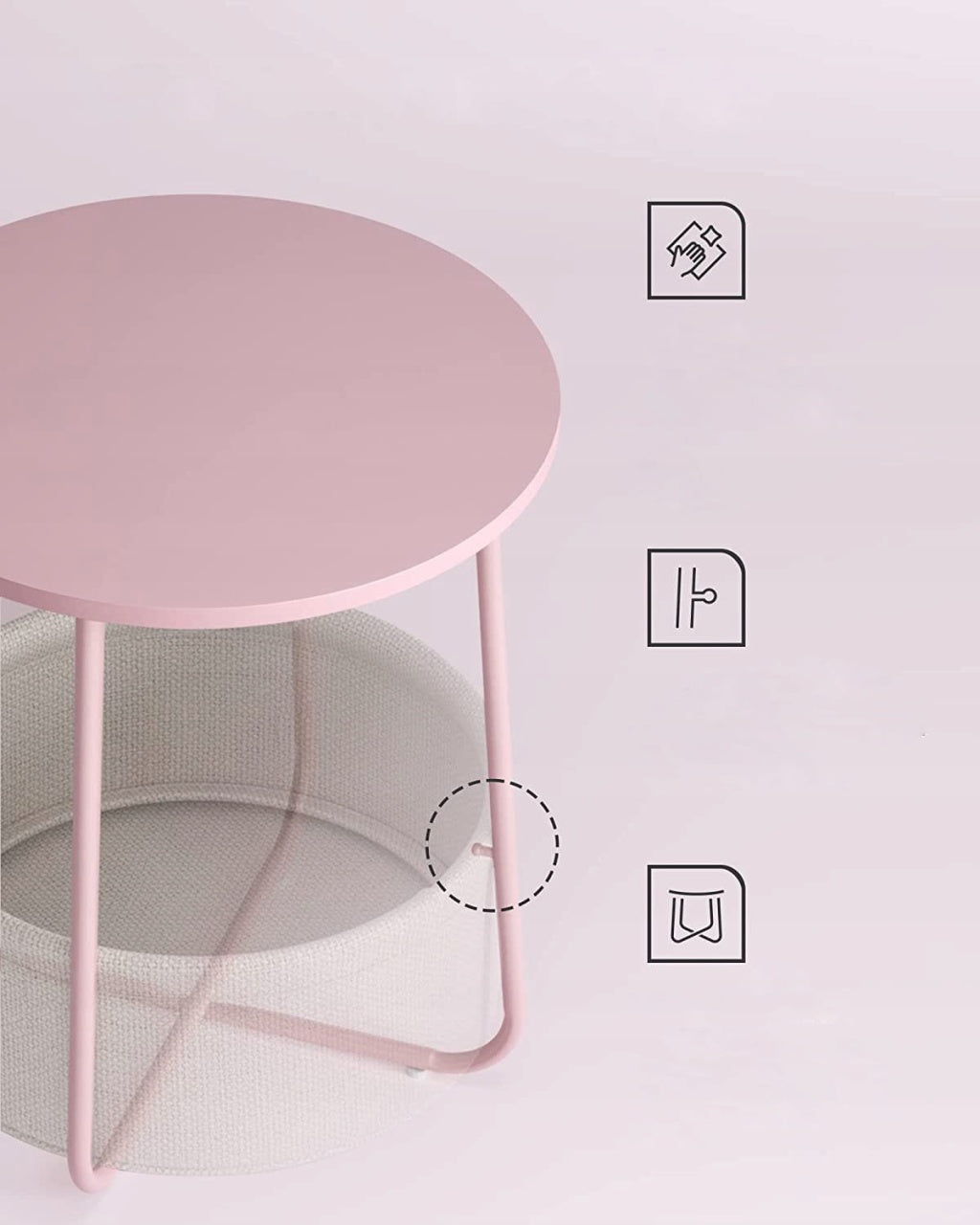 Okrugli klub stočić sa korpom pink - LET223R61