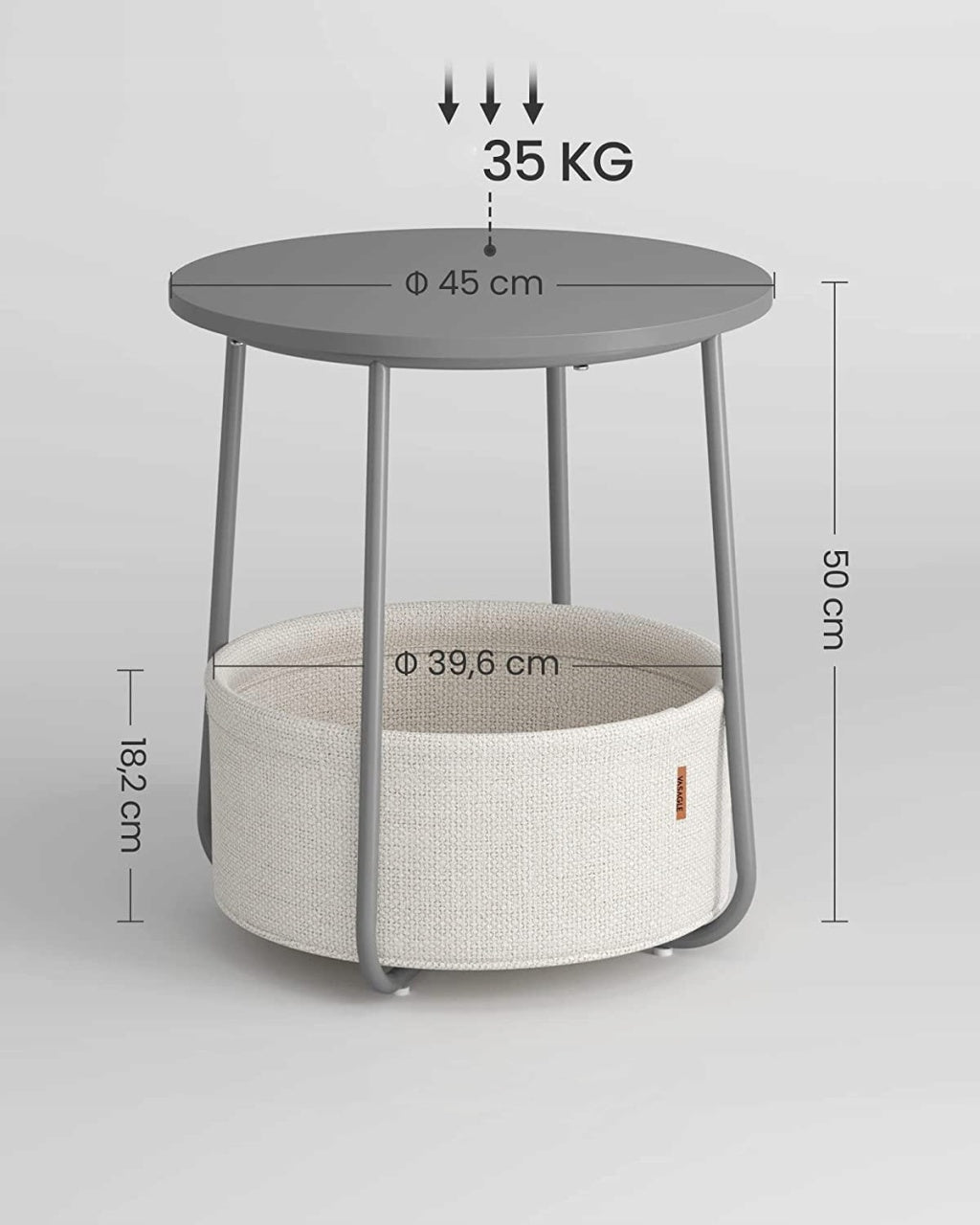 Okrugli klub stočić sa korpom sivi - LET223G49