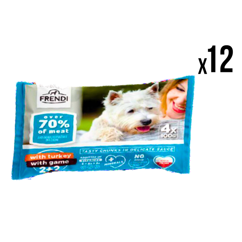 FRENDI Vlažna hrana za pse Ćuretina i divljač 12x  4x100g, 48 kom