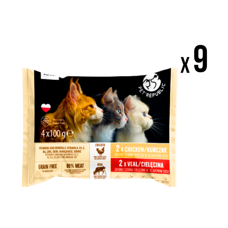 PET REPUBLIC Vlažna hrana za mačke Piletina 9x 4x100g, 36 kom