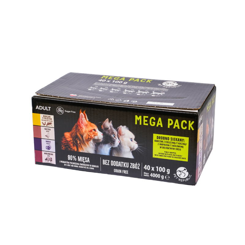 PET REPUBLIC Vlažna hrana za mačke Piletina, teletina, pačetina, ćuretina, govedina 40x100g