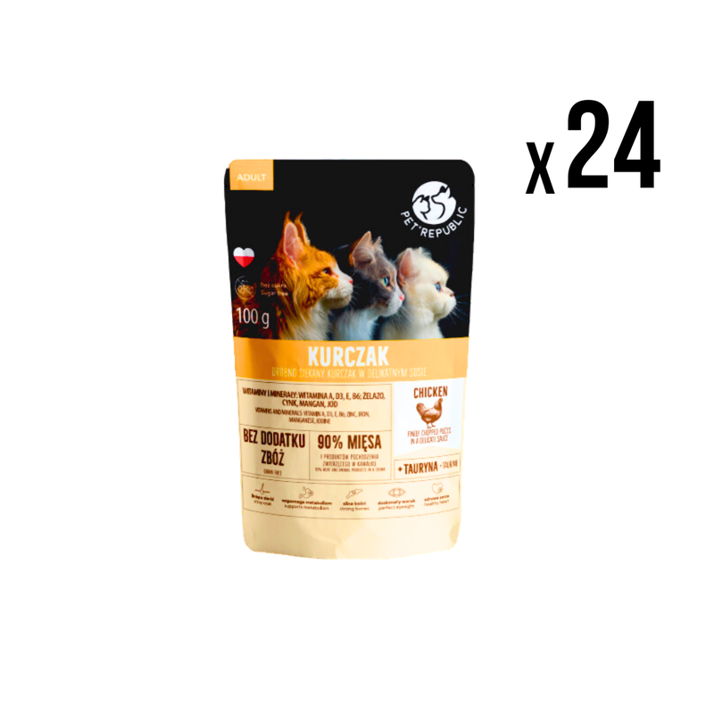 PET REPUBLIC Vlažna hrana za mačke Piletina 100g x24 kom