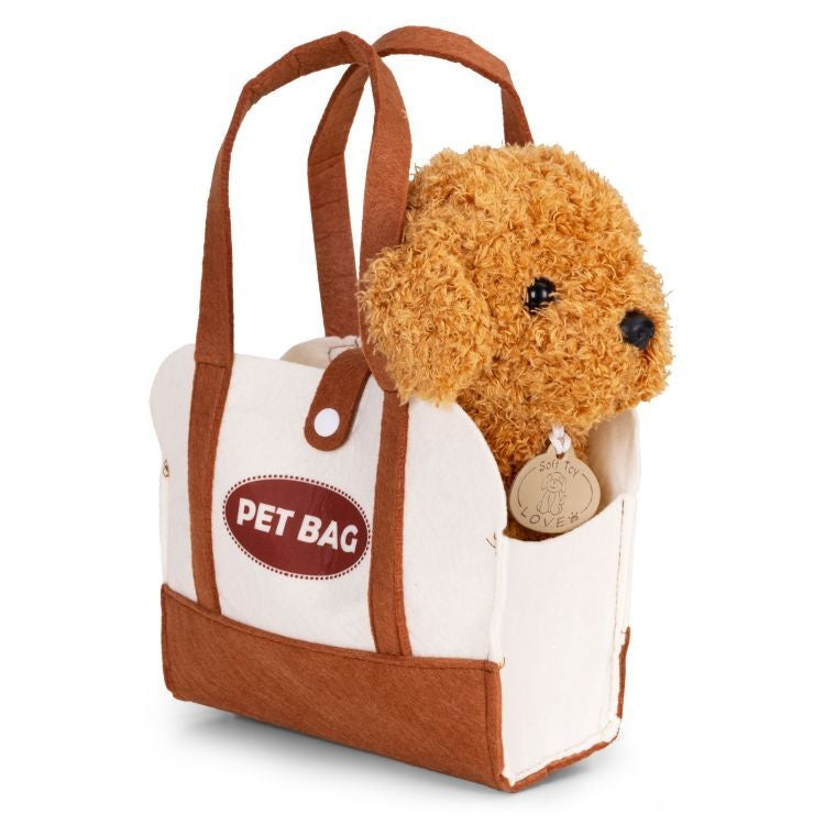 Plišana igračka za decu, štene Brown Poodle, torba + četka za negu