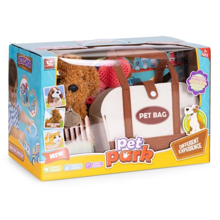 Plišana igračka za decu, štene Brown Poodle, torba + četka za negu