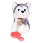 Plišana igračka za decu, štene Husky, torba + četka za negu