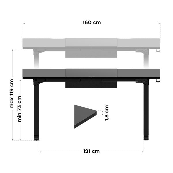 Podesivi Električni sto 160x80cm Mark Adler Leader 9.3 Black