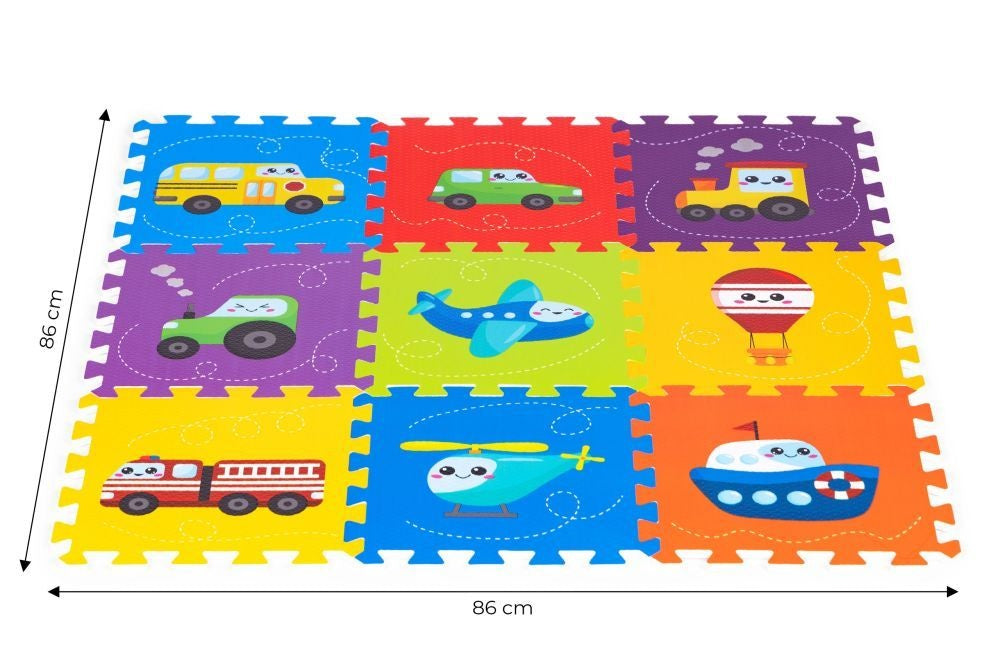 PODLOGA ZA IGRU PUZZLE VEHICLES 9 ELEMENATA 86x86CM IPLAY