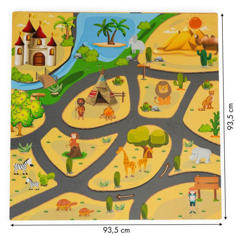 PODLOGA ZA IGRU ZA DECU SAFARI PUZZLE 9 ELEMENATA 93X93CM