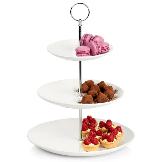 Vilde 139460 - Beli porcelanski stalak za serviranje na 3 nivoa , 34 cm
