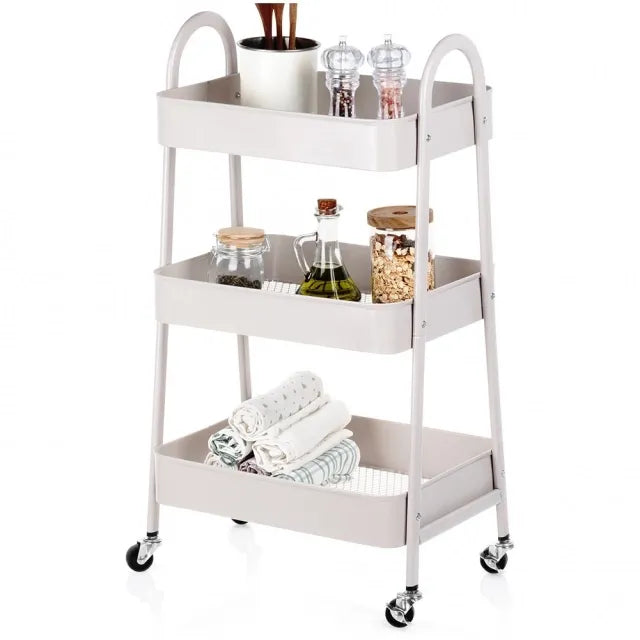 Vilde 568116 - Metalna polica  sa 3 nivoa,bež  44×31,5×78,5 cm