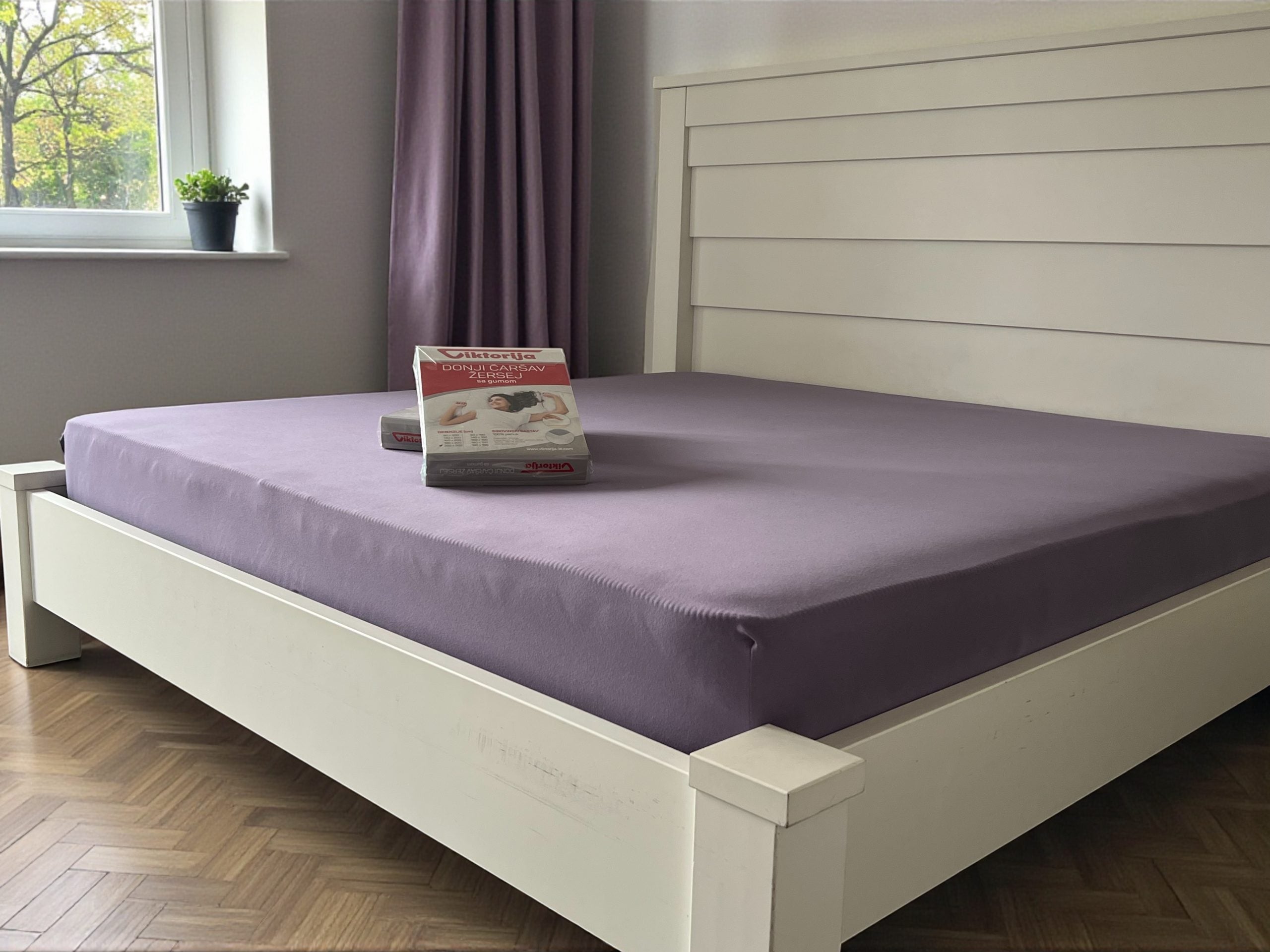 Čaršav Pamuk - Lastiš 160x200/25cm Purple color