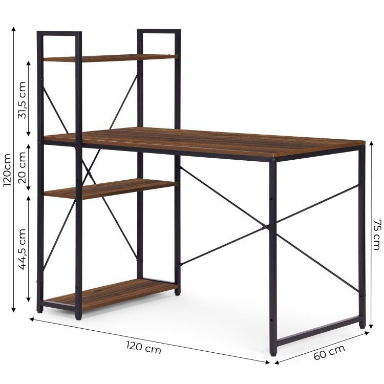 Radni sto 120x60 cm sa policama Dark ModernHome