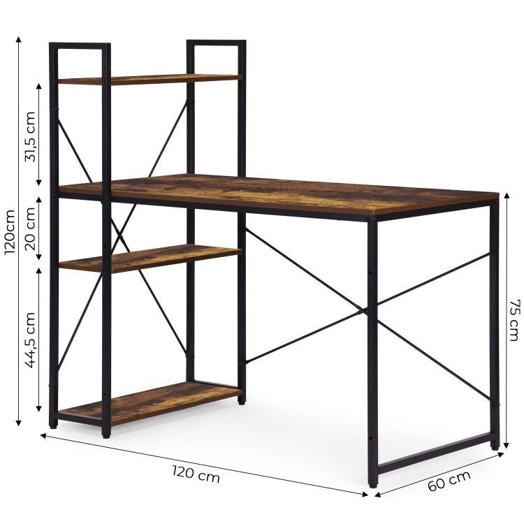 Radni sto 120x60 cm sa policama Loft Style ModernHome