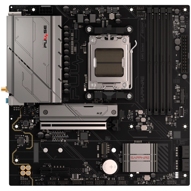 SAPPHIRE AMD B850M AM5 PULSE Ryzen R9/R7/R5, 4x DDR5 7600MHz, PCIE 4.0 x16, 1x M.2 Gen5, 1x M.2 Gen4, LAN 2.5 Gbps, WIFI6, USB, Micro-ATX
