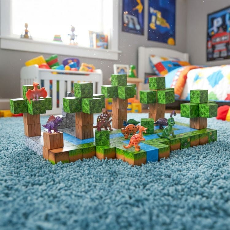 Set magnetnih kocki za decu – 142 dela, kocke i dinosaurisi