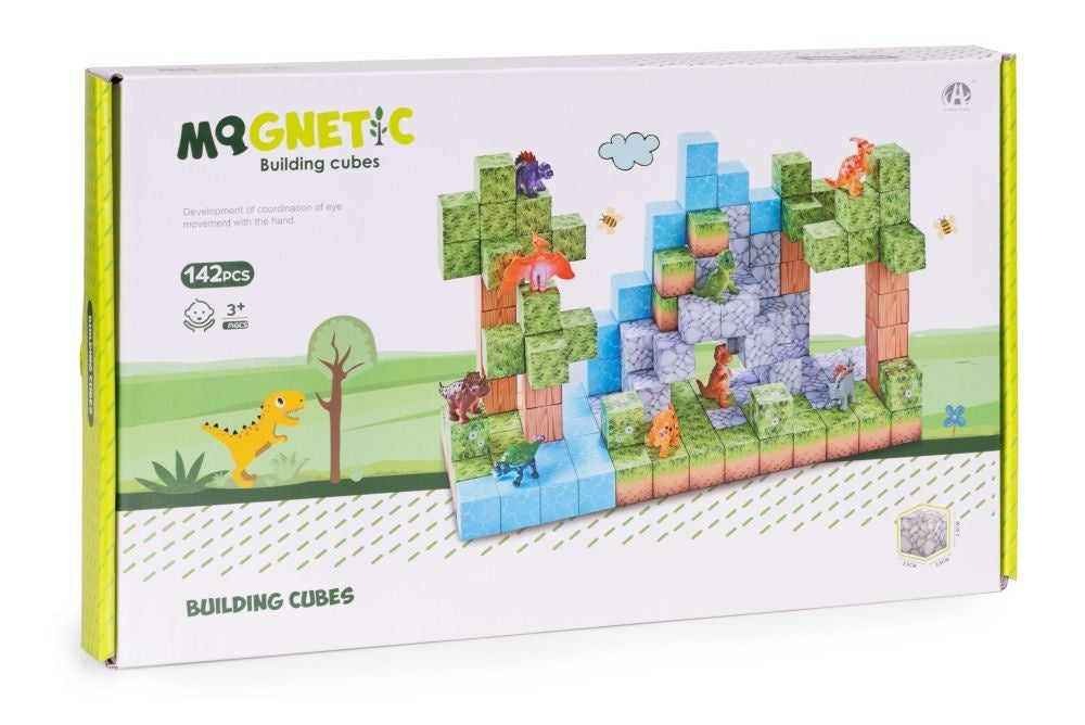 Set magnetnih kocki za decu – 142 dela, kocke i dinosaurisi