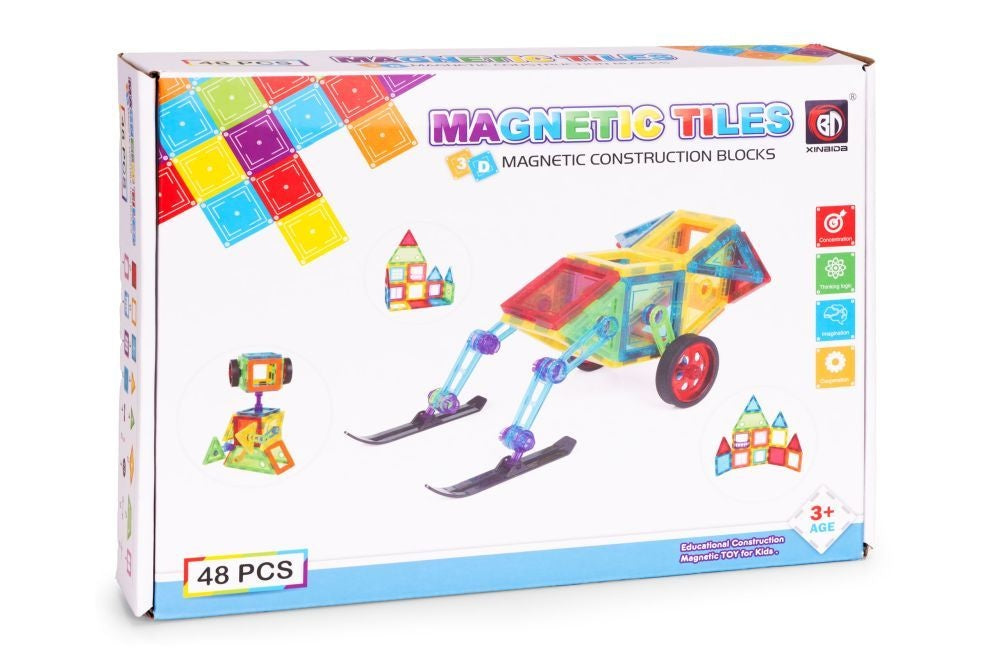 Set magnetnih kocki za decu – kuća i auto, 48 delova