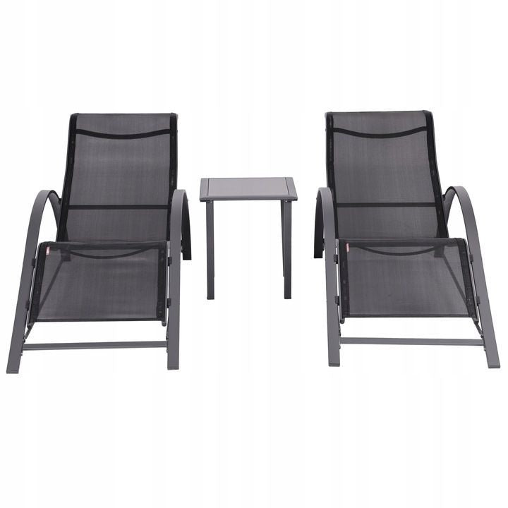 Set od 2 ležaljke za baštu sa stolom Black