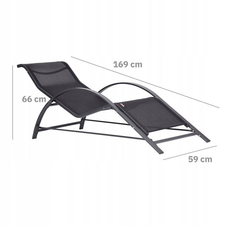 Set od 2 ležaljke za baštu sa stolom Black