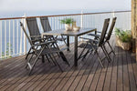 Set od 4 sklopive baštenske stolice sa podesivim naslonom, Black, MultiGarden