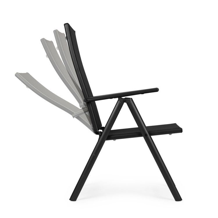 Set od 4 sklopive baštenske stolice sa podesivim naslonom, Black, MultiGarden