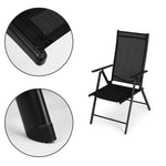 Set od 4 sklopive baštenske stolice sa podesivim naslonom, Black, MultiGarden
