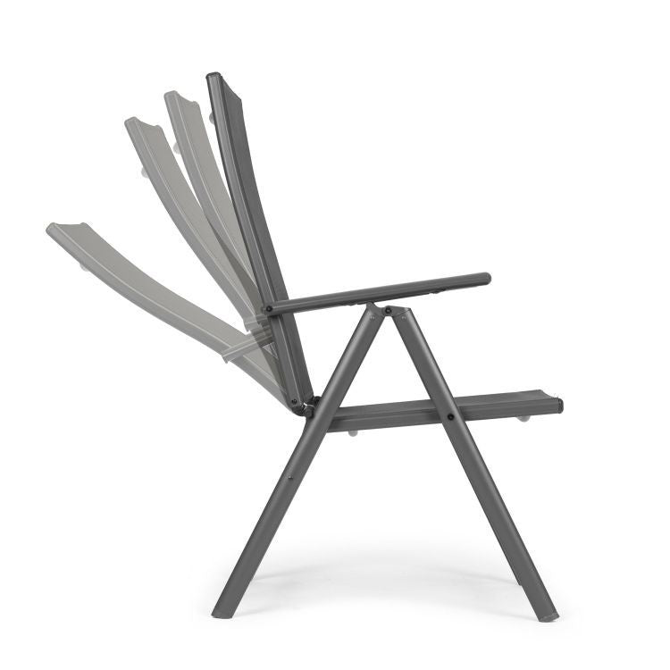 Set od 4 sklopive baštenske stolice sa podesivim naslonom, Gray, MultiGarden
