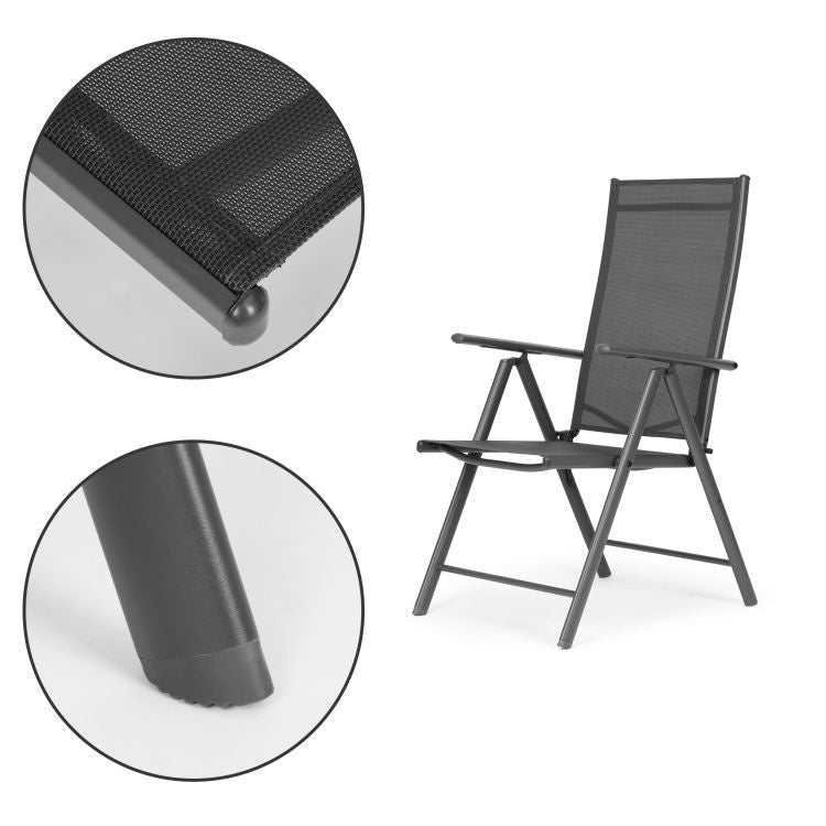 Set od 4 sklopive baštenske stolice sa podesivim naslonom, Gray, MultiGarden