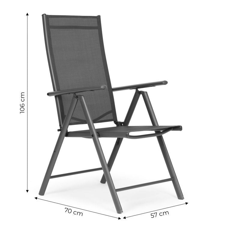 Set od 4 sklopive baštenske stolice sa podesivim naslonom, Gray, MultiGarden