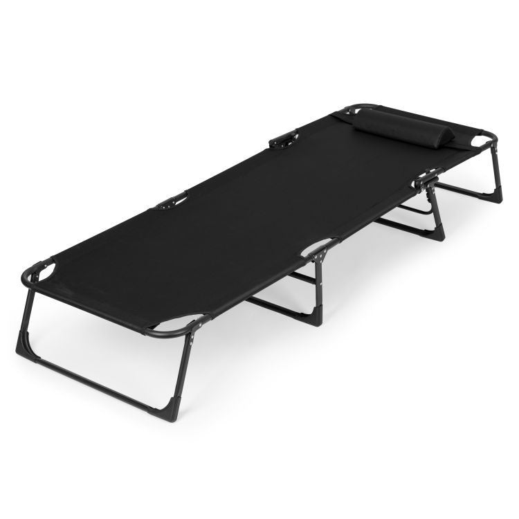 Sklopiva baštenska ležaljka za pecanje sa jastukom, crna, MultiGarden