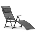 Sklopiva baštenska ležaljka za plažu sa podesivim naslonom i čeličnim ramom, Gray, MultiGarden