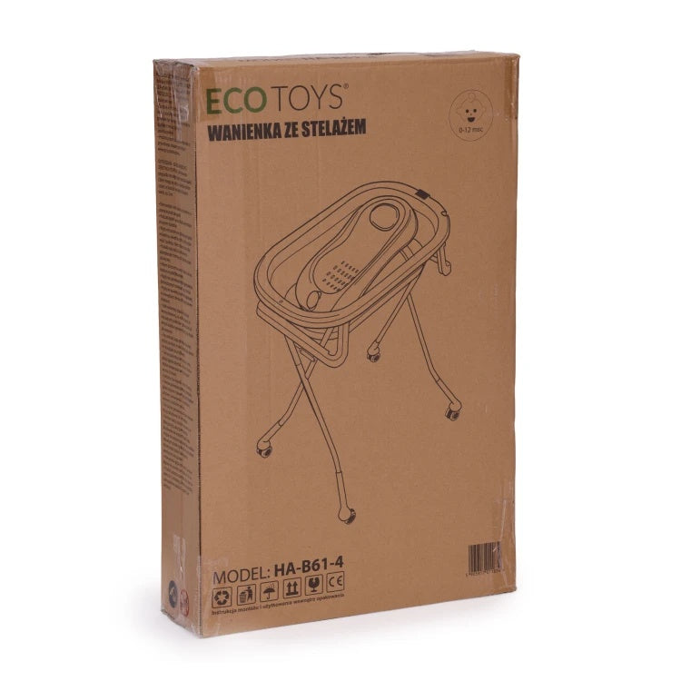 Sklopiva kadica za bebe sa postoljem, odvodom i LCD termometrom – ECOTOYS
