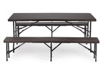 Sklopivi set sto180cm sa 2 klupe ratan brown