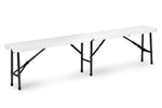 Sklopivi sto 180cm + 2 klupe beli