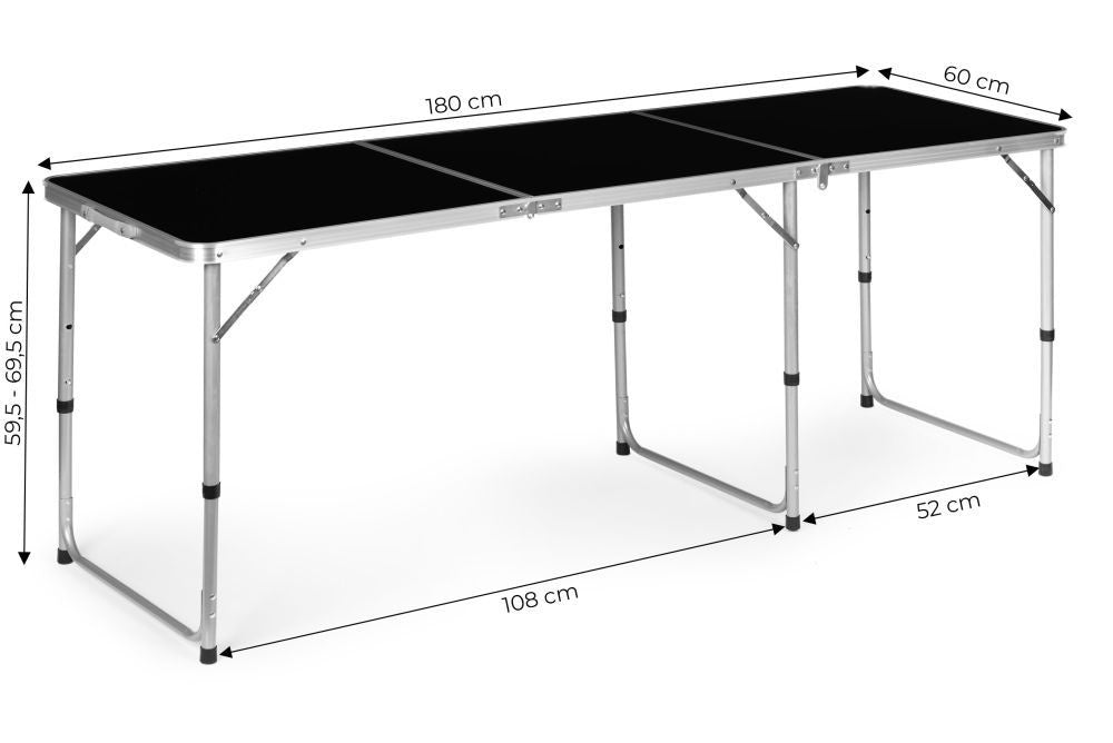 Sklopivi sto za kampovanje Black 180x60 cm