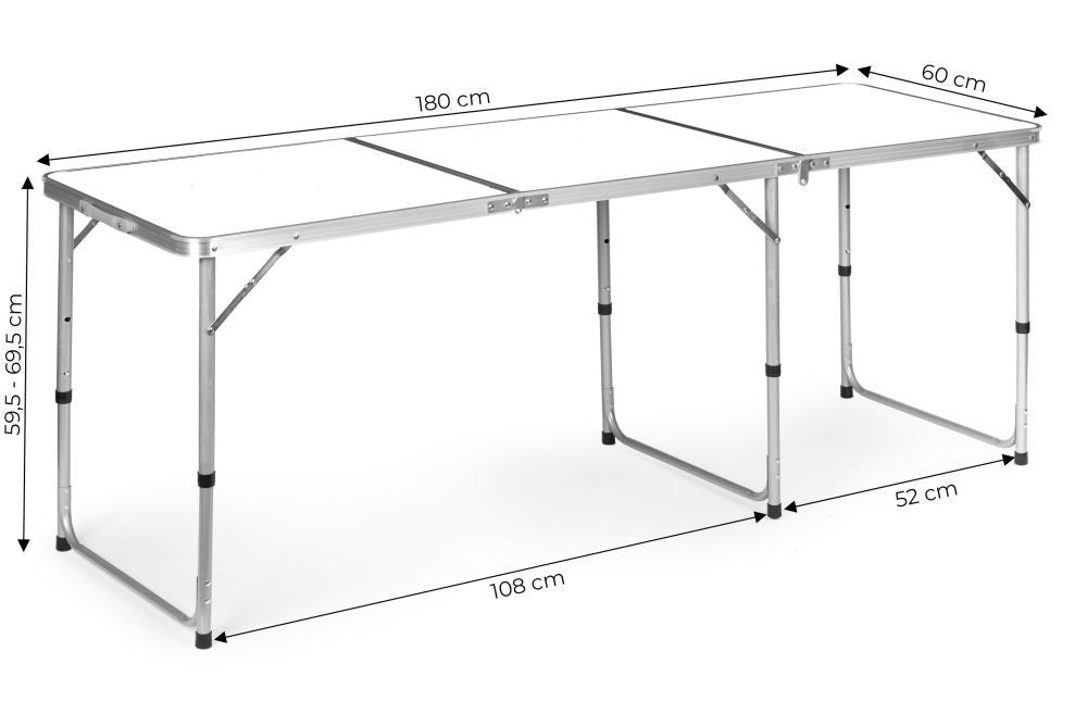 SKLOPIVI STO ZA KAMPOVANJE WHITE, 180X60 CM