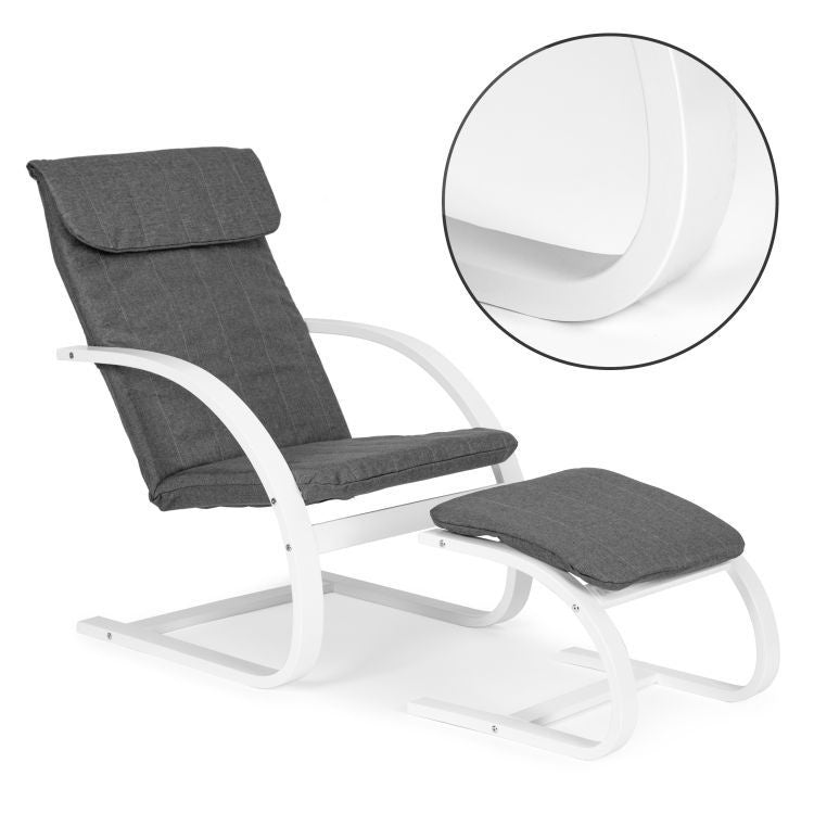 Stolica za ljuljanje sa naslonom za noge White MODERNHOME