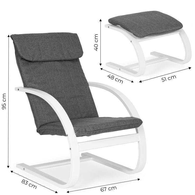 Stolica za ljuljanje sa naslonom za noge White MODERNHOME