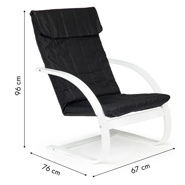 Stolica za ljuljanje white/black MODERNHOME