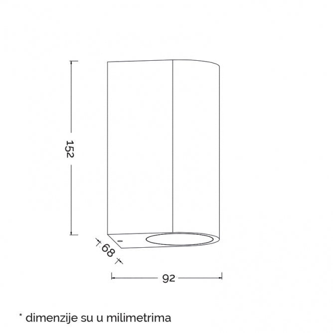 Svetiljka W10402 Zidna 2*GU10 IP65 Crna