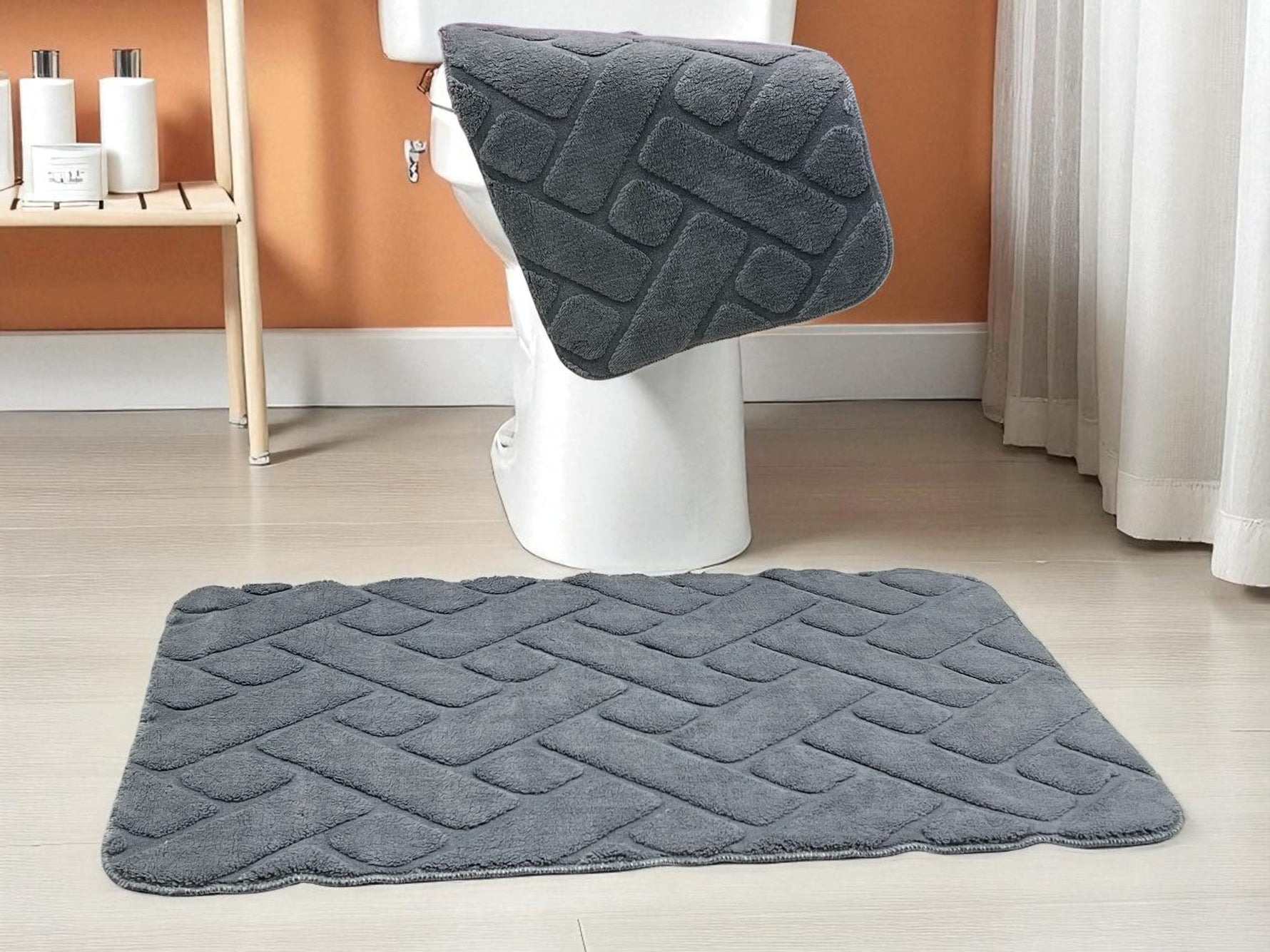 Dvodelni set prostirki za kupatilo – Cik-cak dizajn A14