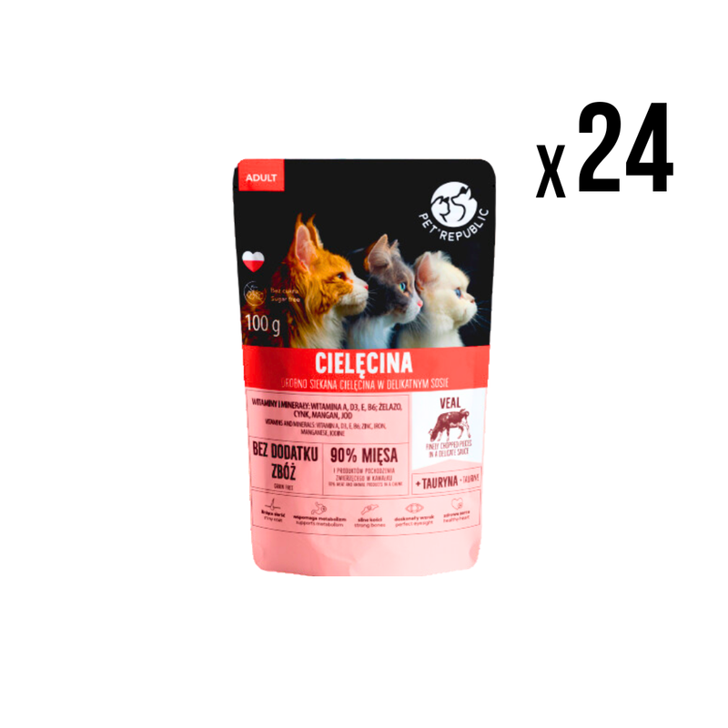 PET REPUBLIC  Vlažna hrana za mačke Teletina 100g x24 kom