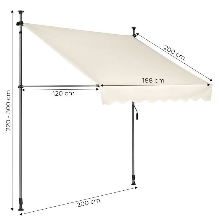 Tenda za terasu i balkon sa podešavanjem visine 2x1.2m Beige Multigarden