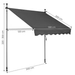 Tenda za terasu i balkon sa podešavanjem visine 2X1.2M Grey Multigarden