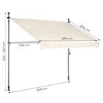 Tenda za terasu i balkon sa podešavanjem visine 3x1.2m Beige Multigarden