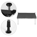 Tenda za terasu i balkon sa podešavanjem visine 3x1.2m Gray Multigarden