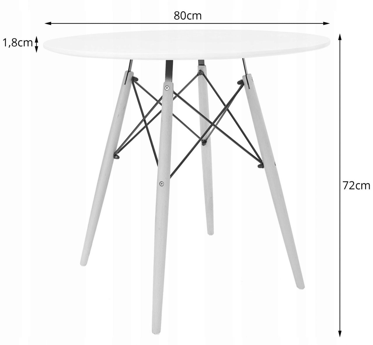 TORINO OKRUGLI STO 80 cm WHITE + Milano set 4 stolice SVETLO SIVA