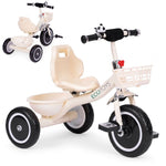 Tricikl sa neklizajućim rukohvatima, zvoncem i korpom, Beige, ECOTOYS