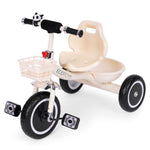 Tricikl sa neklizajućim rukohvatima, zvoncem i korpom, Beige, ECOTOYS